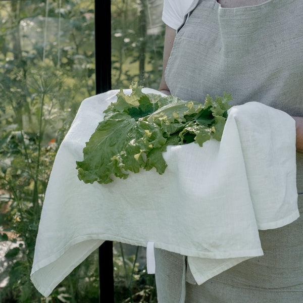Linen Tales Off-White Linen Kitchen Towel
