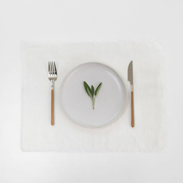 linen tales Off-White Linen Placemat with Fringes