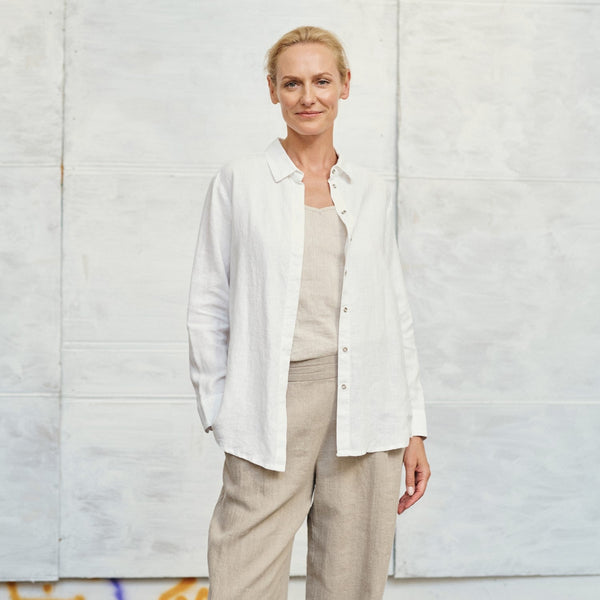 linen tales Optical White Linen Azalea Shirt