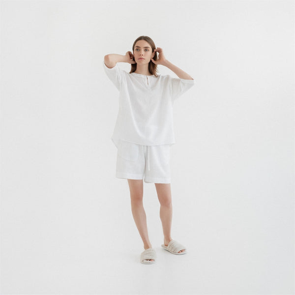 Linen Tales Optical White Linen Clover Pyjama Set