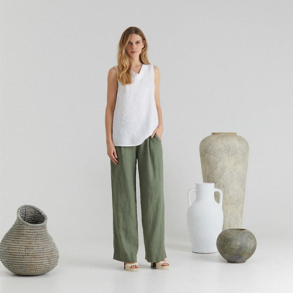 linen tales Optical White Linen Daffodil Top