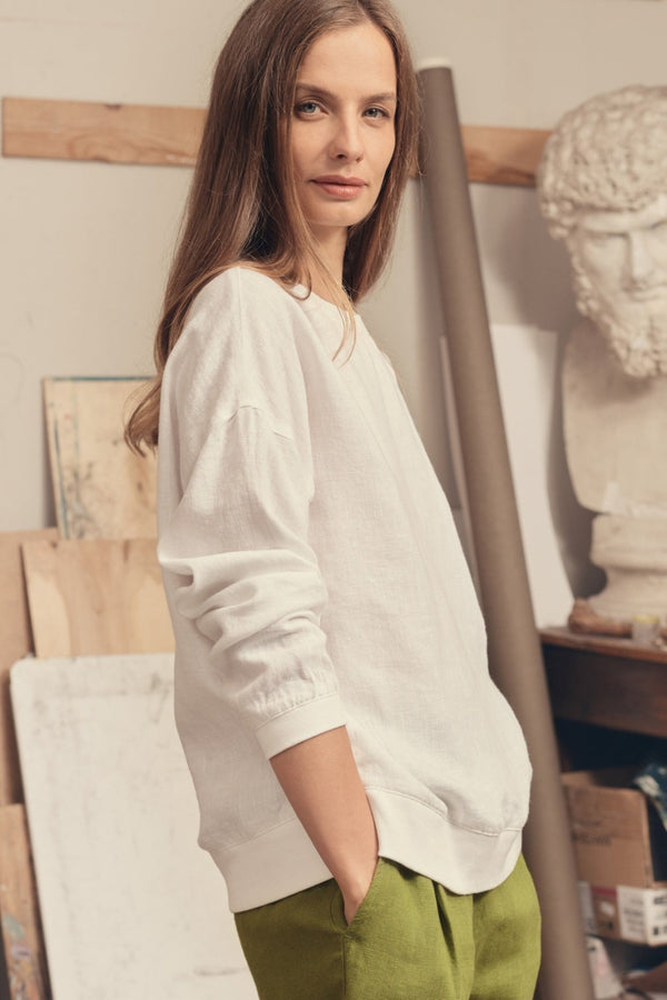 Linen Tales Optical White Linen Dahlia Jumper