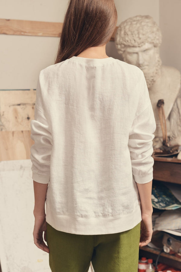 Linen Tales Optical White Linen Dahlia Jumper