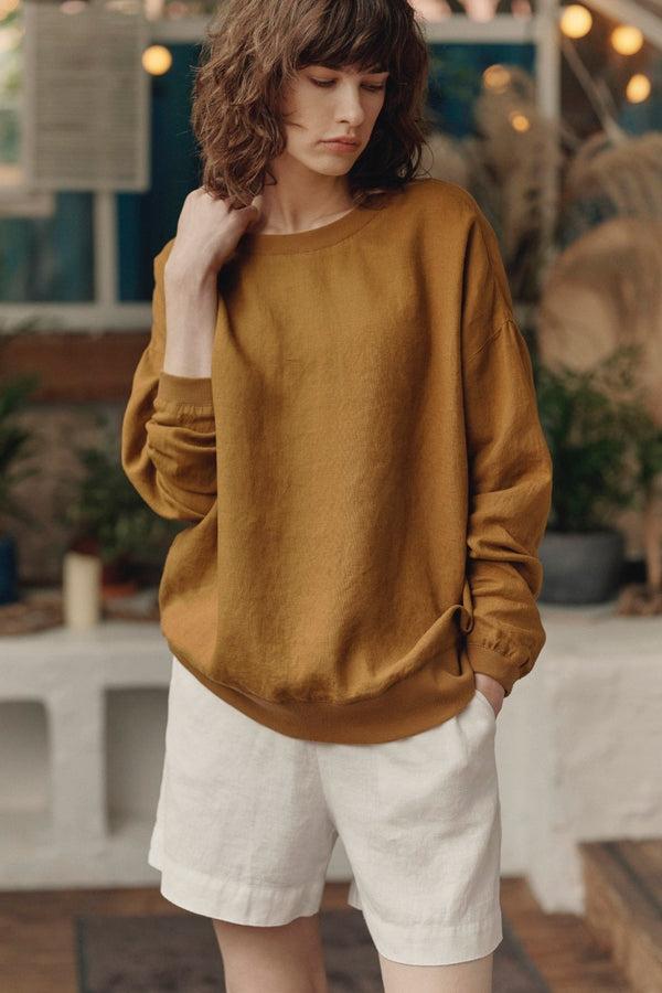 Linen Tales Optical White Linen Hip-Hop Shorts