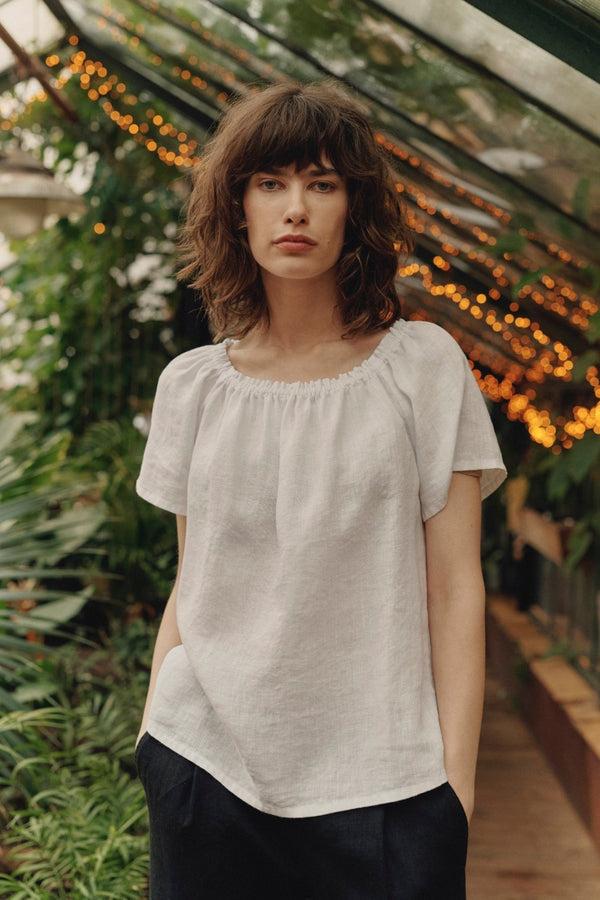 Linen Tales Optical White Linen Jazz Top