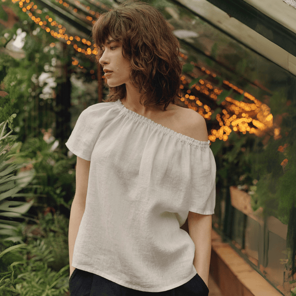 linen tales Optical White Linen Jazz Top