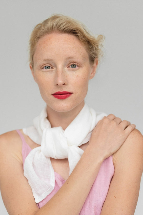 Linen Tales Optical White Linen Mallow Scarf