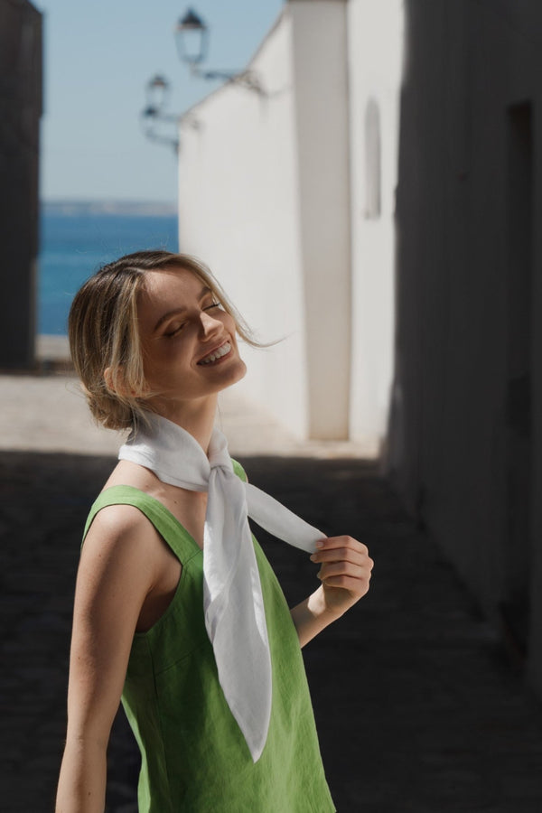 Linen Tales Optical White Linen Mallow Scarf