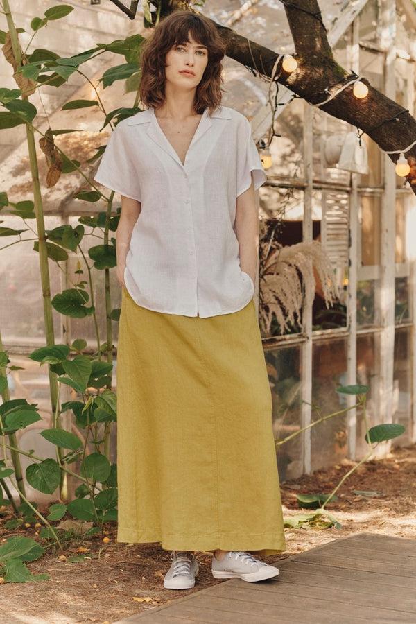 Linen Tales Optical White Linen Melody Shirt