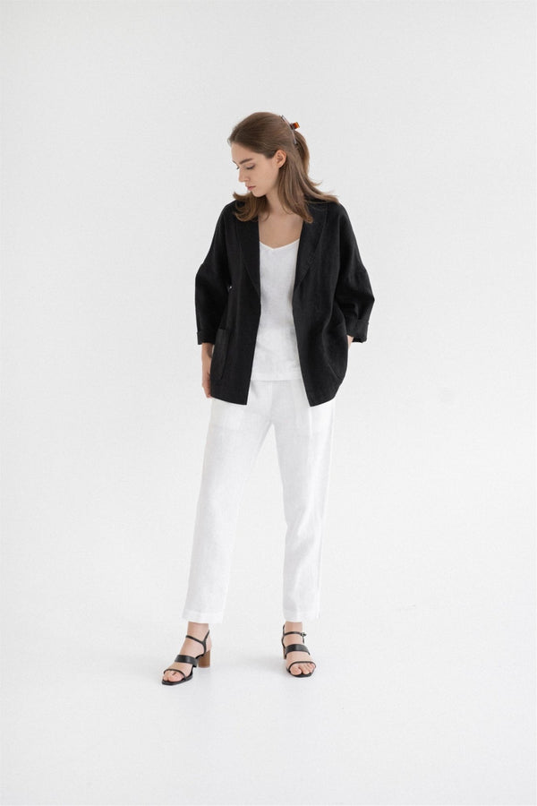 Linen Tales Optical White Linen Octave Trousers