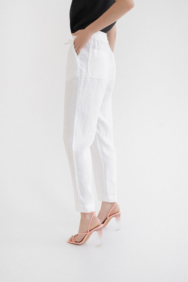 Linen Tales Optical White Linen Octave Trousers