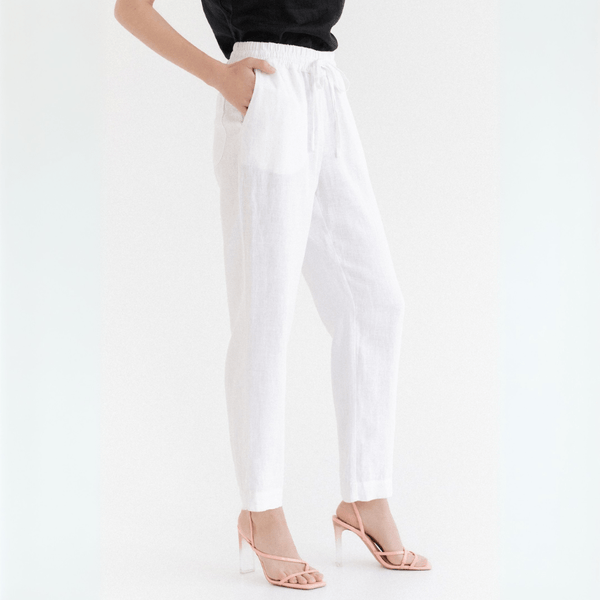 linen tales Optical White Linen Octave Trousers