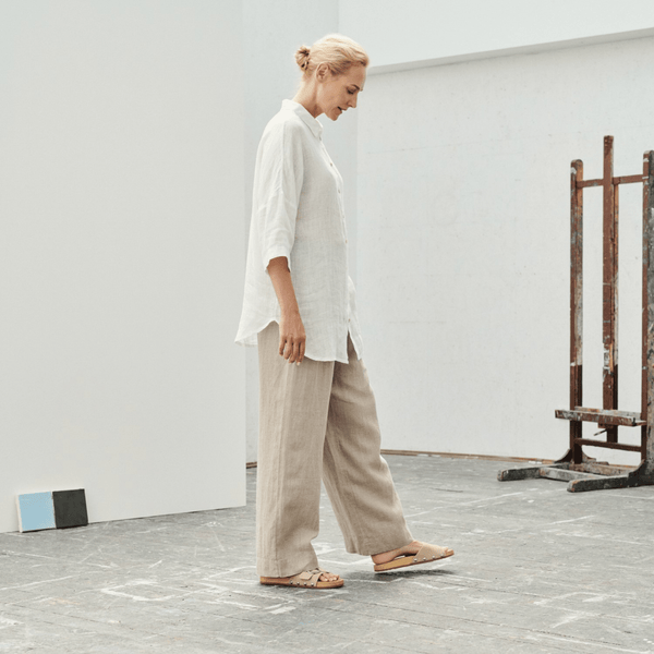 Linen Tales Optical White Linen Oregano Shirt