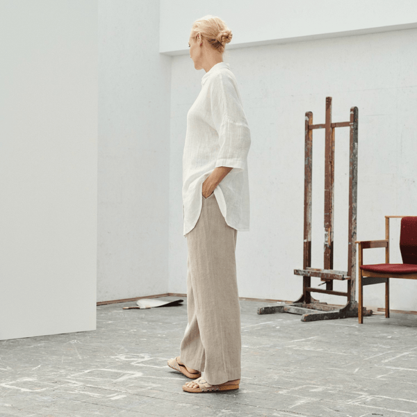 Linen Tales Optical White Linen Oregano Shirt