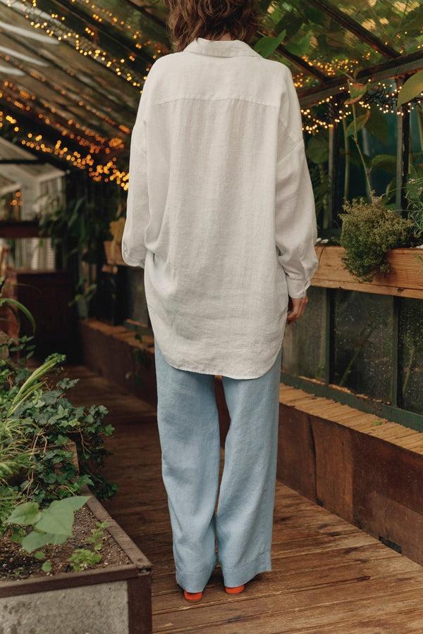 Linen Tales Optical White Linen Rondo Shirt