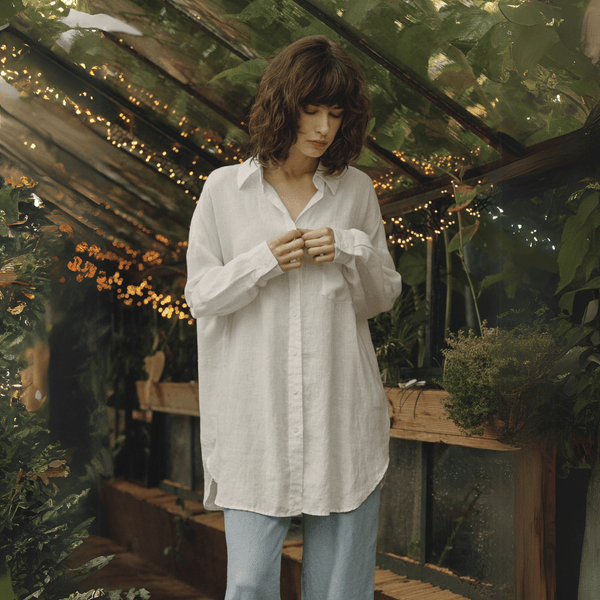 Linen Tales Optical White Linen Rondo Shirt