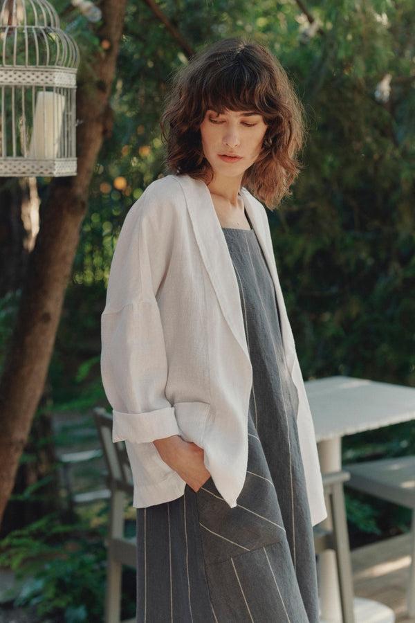Linen Tales Optical White Linen Sonata Jacket