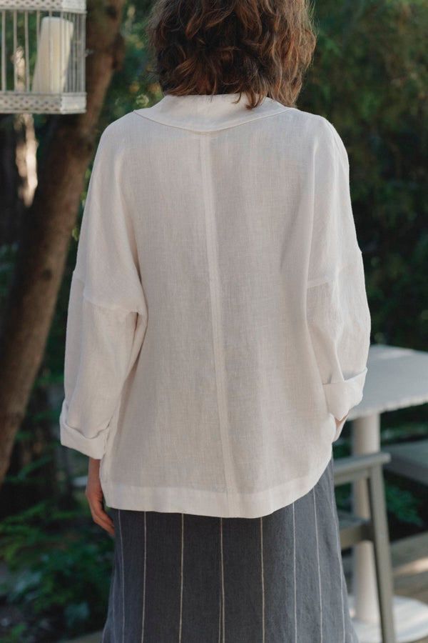 Linen Tales Optical White Linen Sonata Jacket