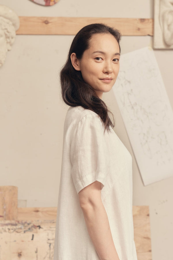 Linen Tales Optical White Linen Speedwell Dress