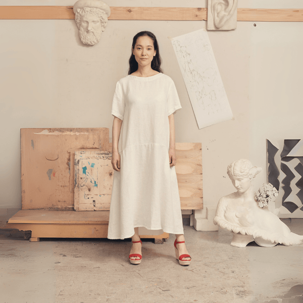 linen tales Optical White Linen Speedwell Dress