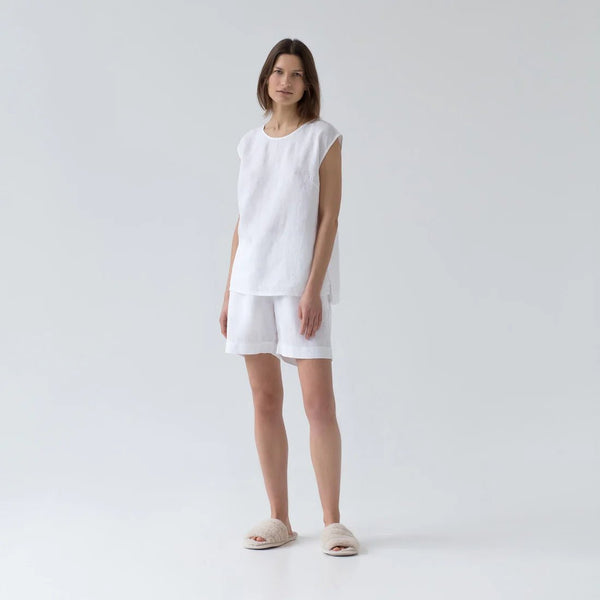 linen tales Optical White Linen Verbena Pyjama Set
