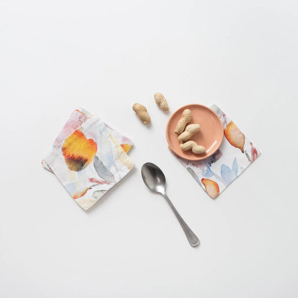 linen tales Orange Flow Linen Coasters Set of 4