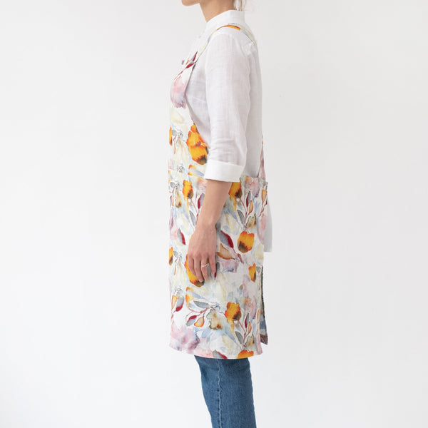 Linen Tales Orange Flow Linen Crossback Apron
