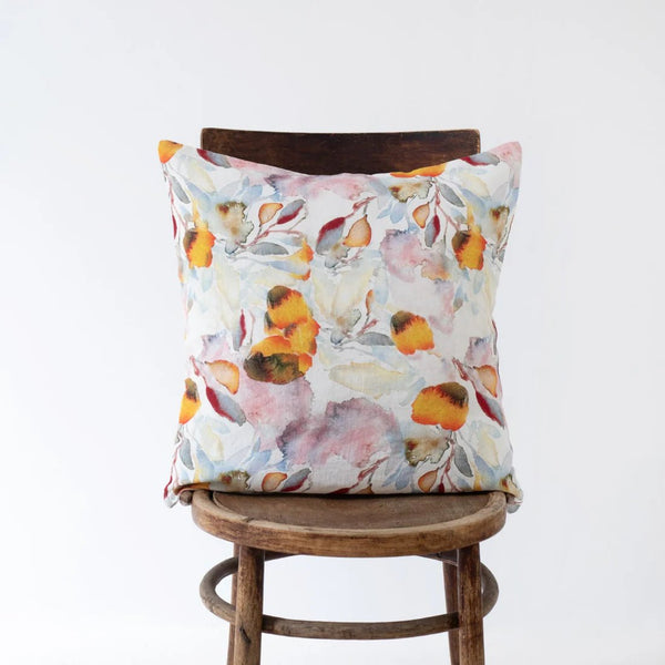 linen tales Orange Flow Linen Cushion Cover
