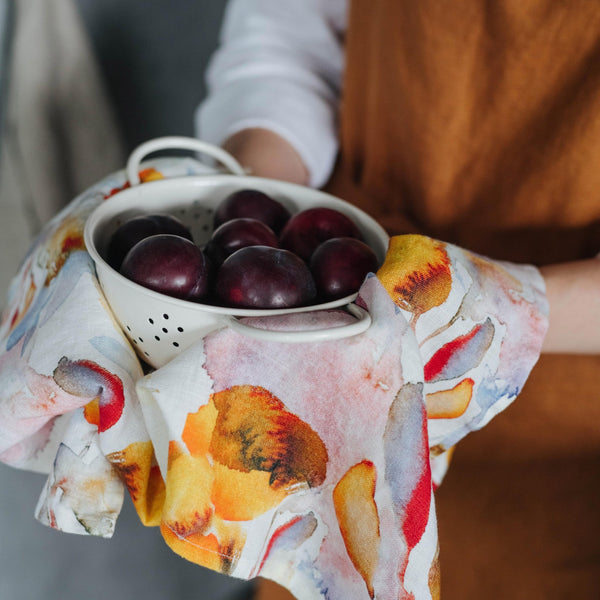 Linen Tales Orange Flow Linen Kitchen Towel