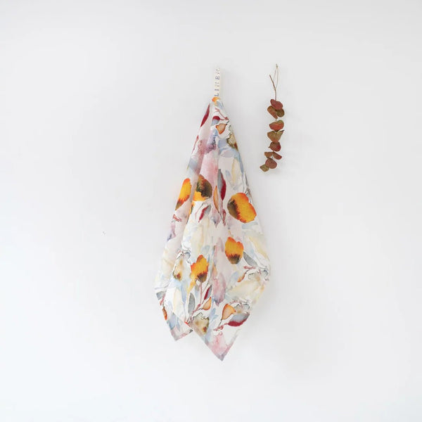 Linen Tales Orange Flow Linen Kitchen Towel