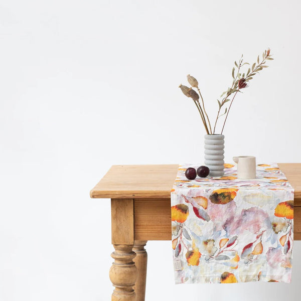 linen tales Orange Flow Linen Table Runner