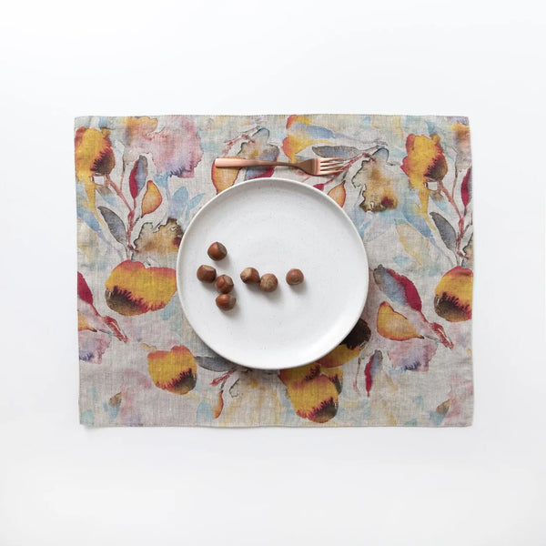 linen tales Orange Flow on Natural Linen Placemat