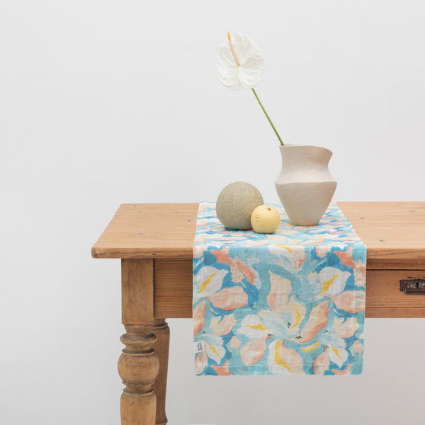 linen tales Pastel Iris Linen Table Runner