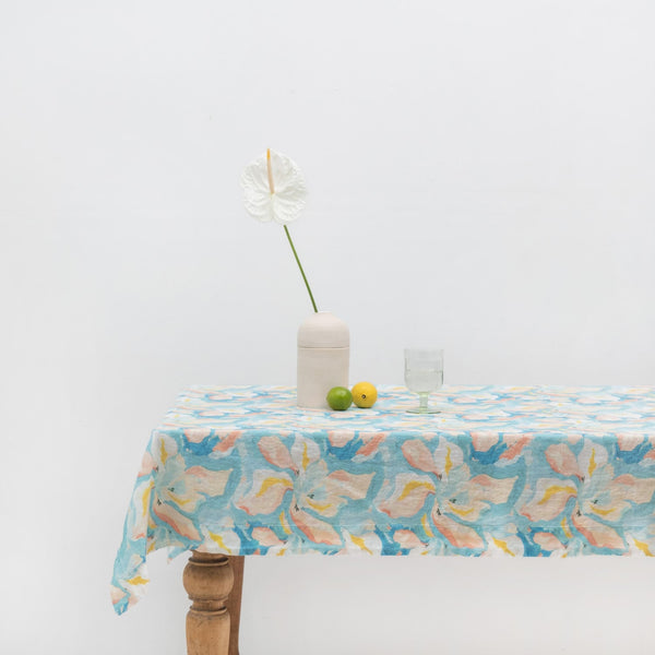 linen tales Pastel Iris Linen Tablecloth
