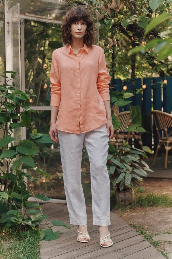 Linen Tales Peach Linen Azalea Shirt
