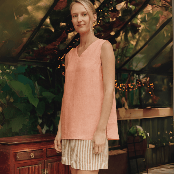 linen tales Peach Linen Daffodil Top
