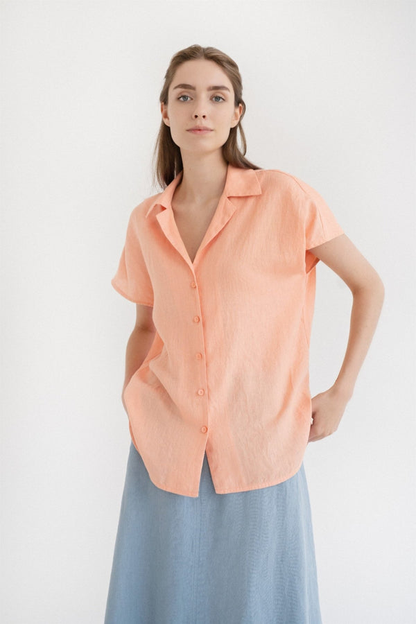 Linen Tales Peach Linen Melody Shirt