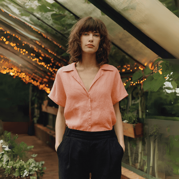linen tales Peach Linen Melody Shirt