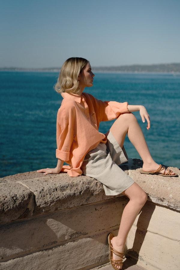 Linen Tales Peach Linen Rondo Shirt
