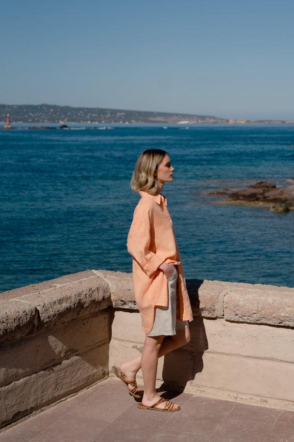Linen Tales Peach Linen Rondo Shirt