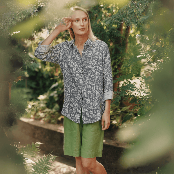 linen tales Porcelain Flowers Linen Azalea Shirt