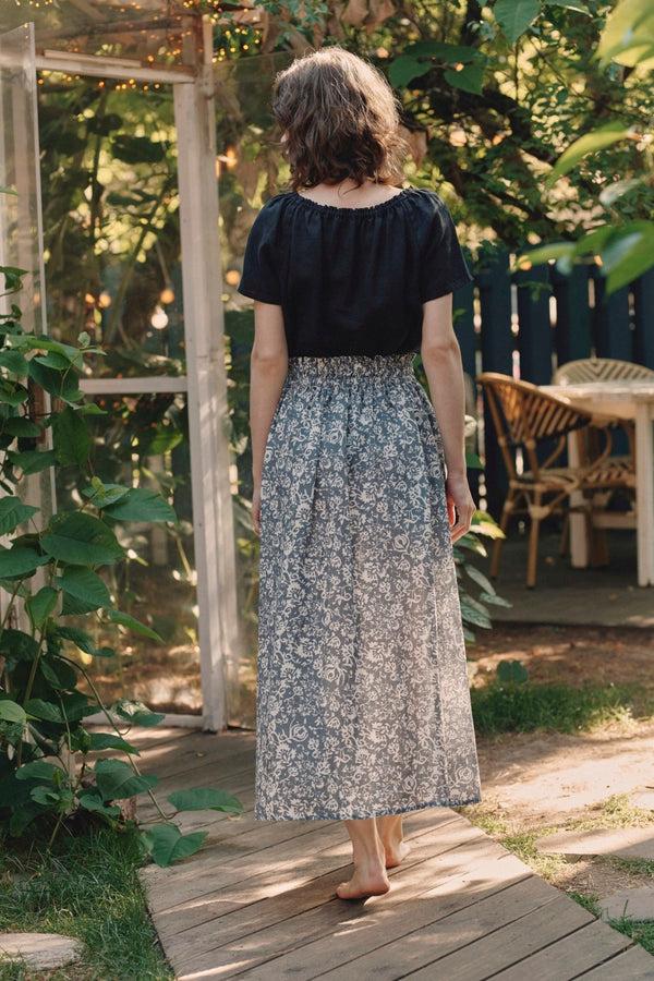 Linen Tales Porcelain Flowers Linen Flamenco Skirt