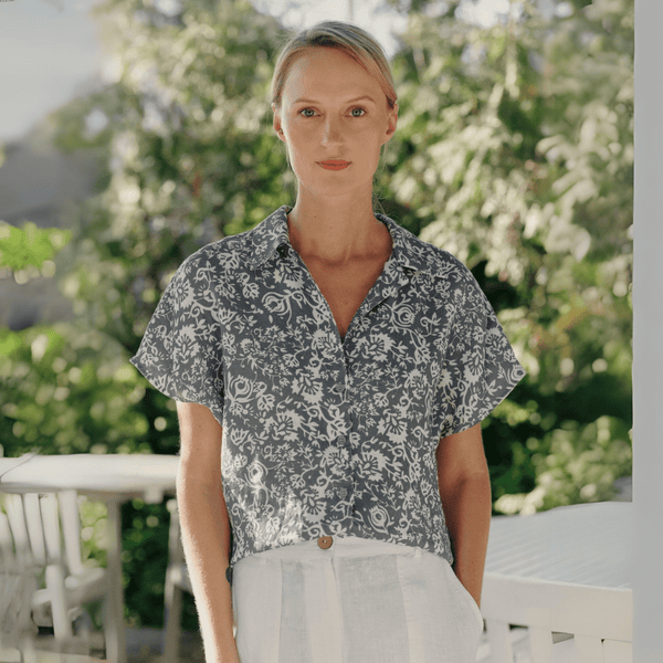 linen tales Porcelain Flowers Linen Melody Shirt