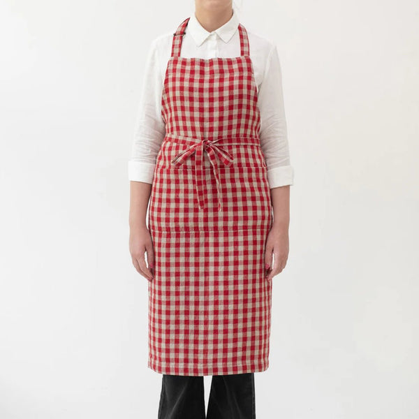 linen tales Red Gingham Linen Chef Apron