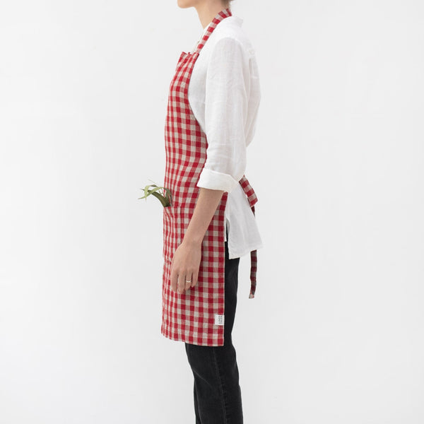 Linen Tales Red Gingham Linen Daily Apron