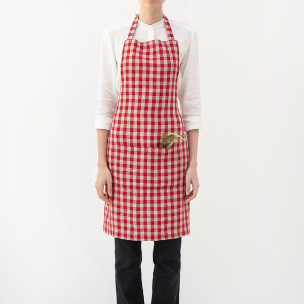 Linen Tales Red Gingham Linen Daily Apron