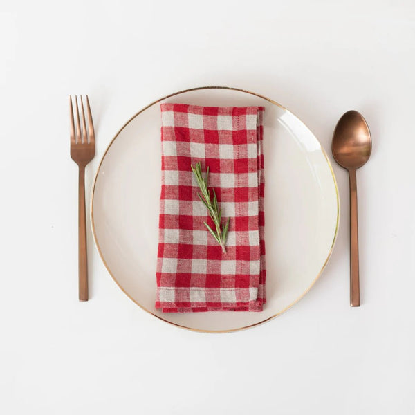 linen tales Red Gingham Linen Napkins Set of 2