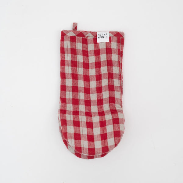 linen tales Red Gingham Linen Oven Mitt