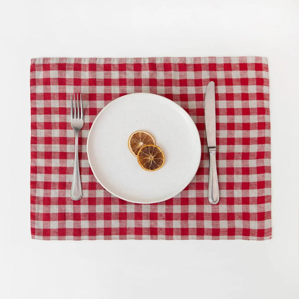 linen tales Red Gingham Linen Placemat
