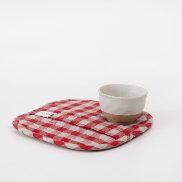 Linen Tales Red Gingham Linen Potholder